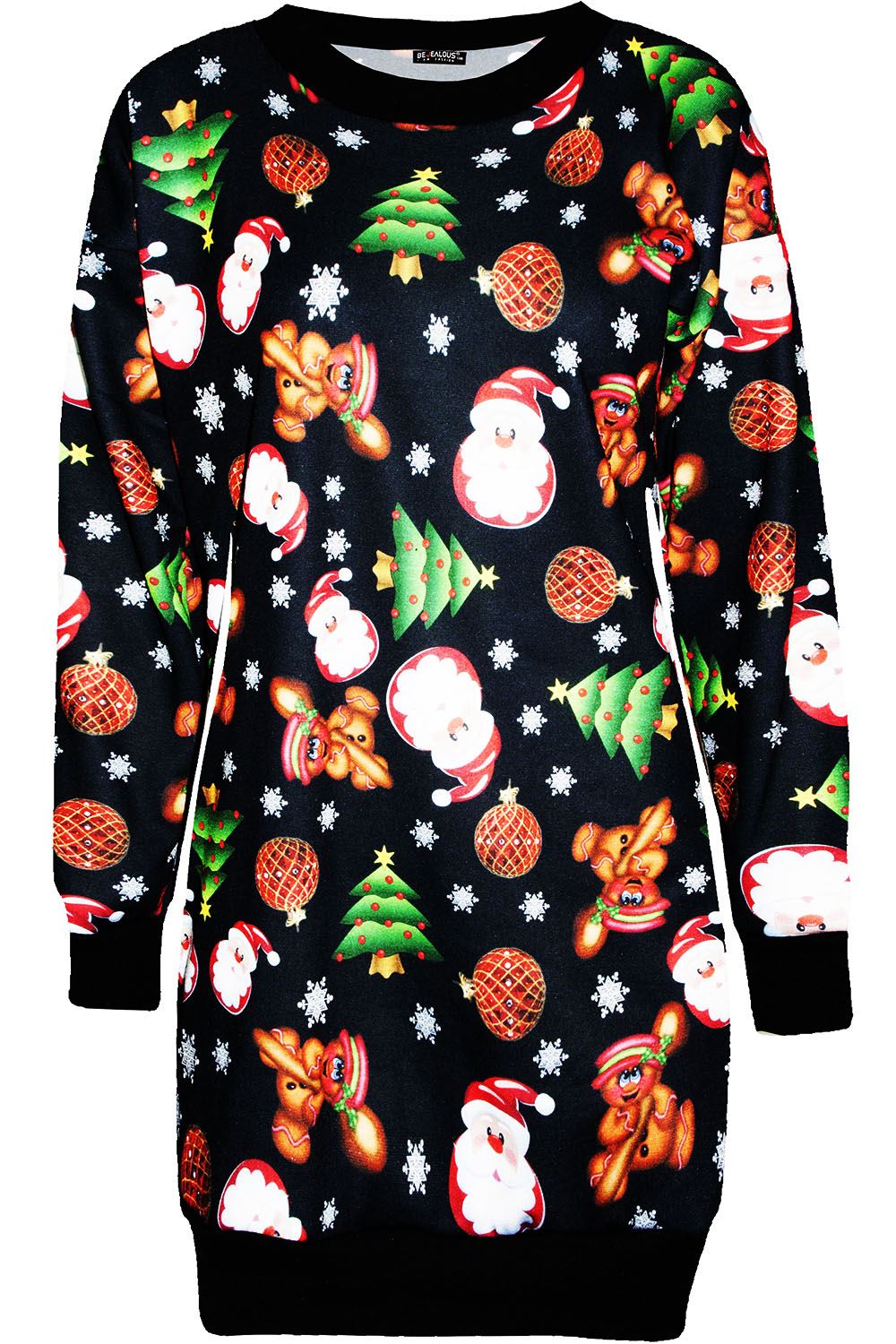 Womens Christmas Fleece Sweatshirt Ladies Santa Rudolph Beer Xmas Tunic Dress