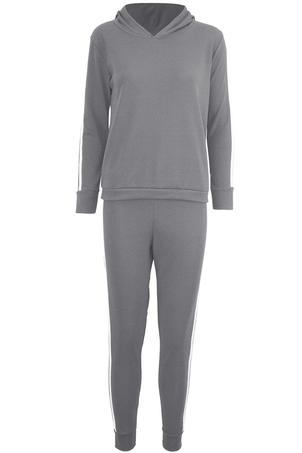 Womens Ladies Hooded Hoody Contrast Side Stripes Zip Up Loungewear Tracksuit Set Womens Ladies Hooded Hoody Contrast Side Stripes Zip Up Loungewear Tracksuit Set