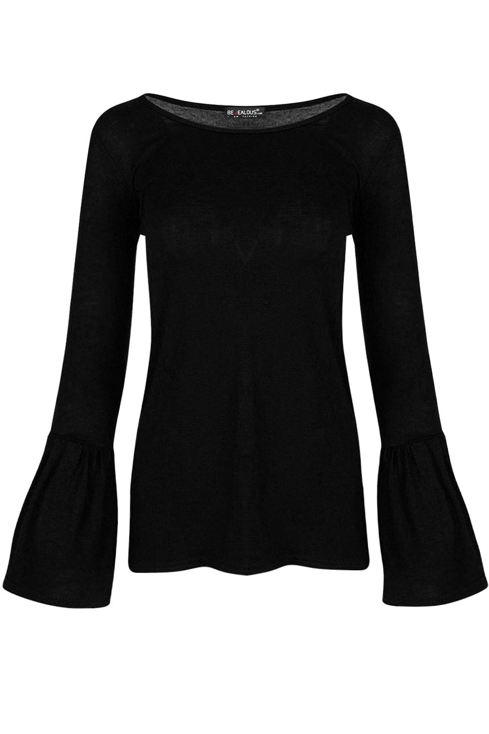 Womens Ladies Double Peplum Ruffle Frill Choker V Plunge Long Sleeve T-Shirt Top