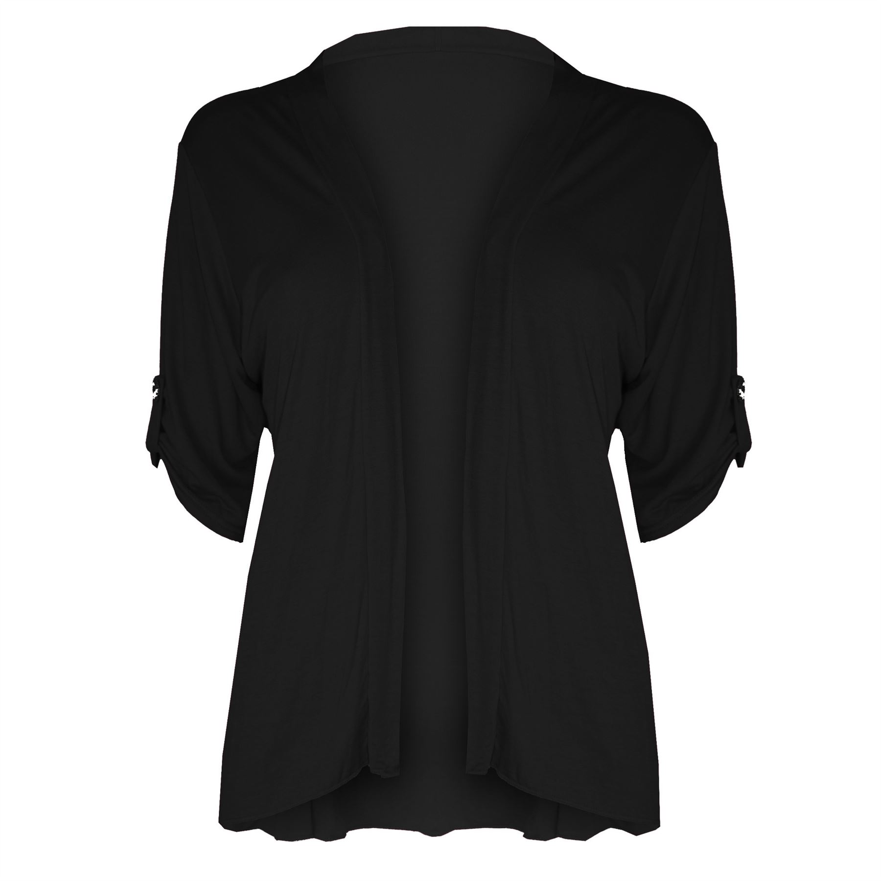 New Womens Ladies Casual 3/4 Sleeve Blazer Open Front Jacket Boyfriend Cardigan - Picture 15 of 28