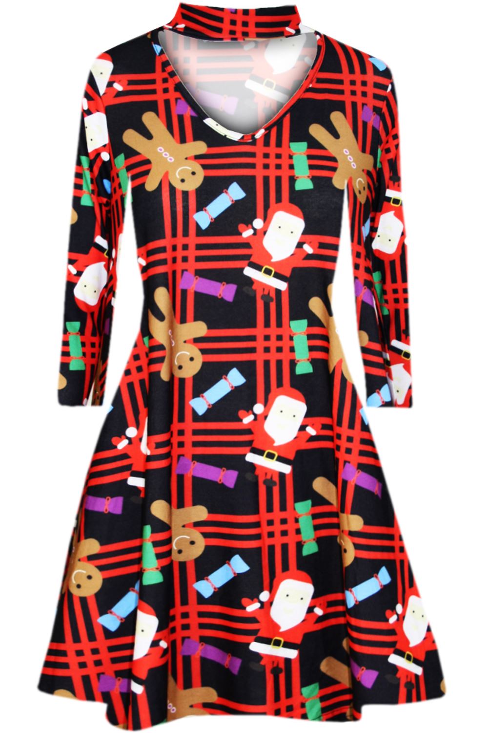 Kids Girls Gingerbread Gift Candy Xmas Flare Franki Reindeer Rudolph Swing Dress - Picture 12 of 37