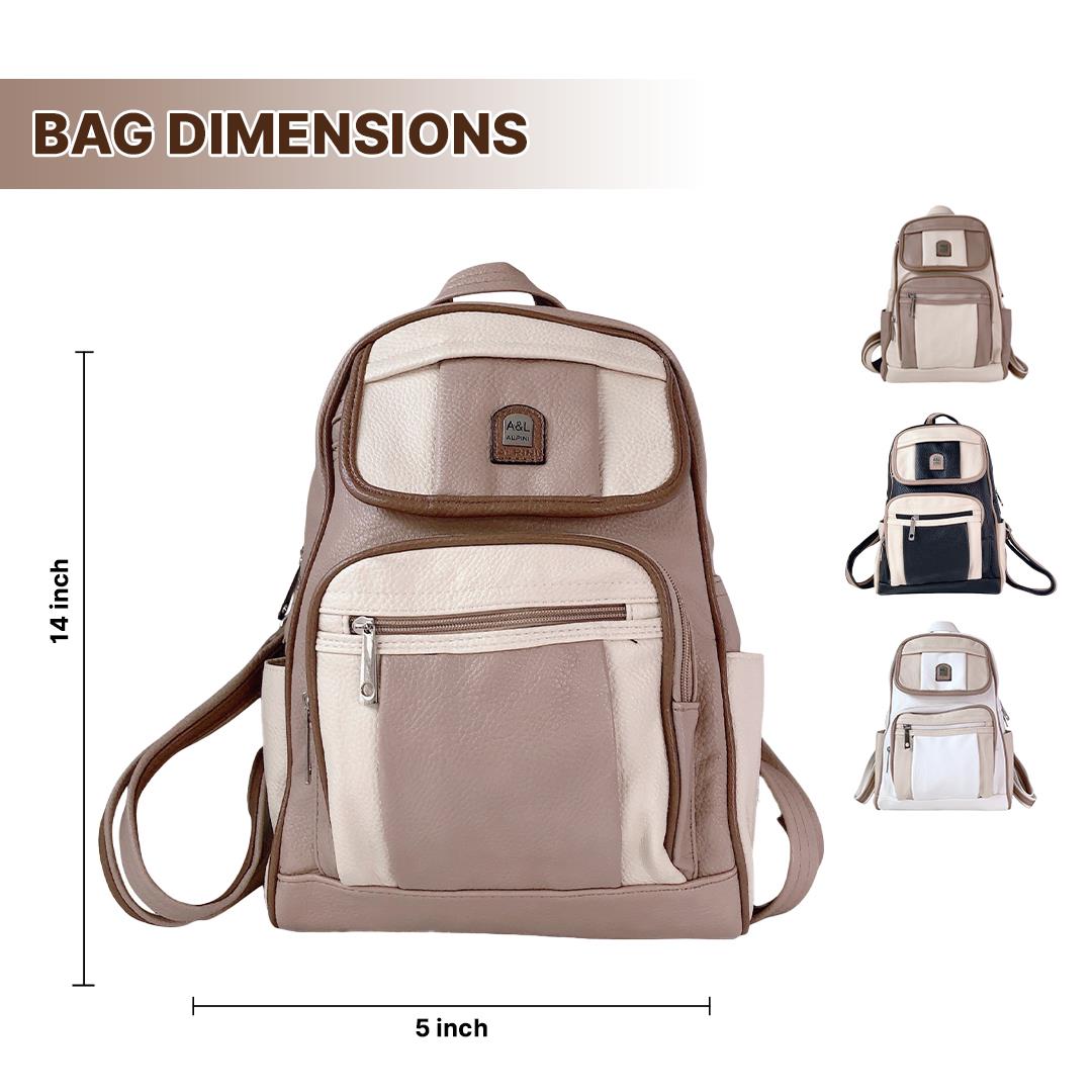 Faux Leather Backpack for Women � Casual Shoulder Bag for Work & Travel - Picture 5 of 14