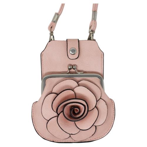 Womens Camellia Phone And Coin Pouch Mini Crossbody Shoulder Handbag Purse - Picture 14 of 37