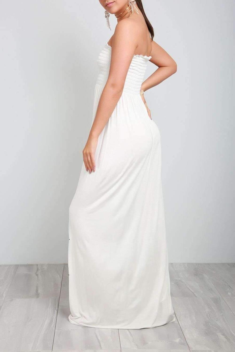 Womens Ladies Gathered Printed Sheering Strapless Boobtube Bandeau Maxi Dresses - Picture 21 of 25