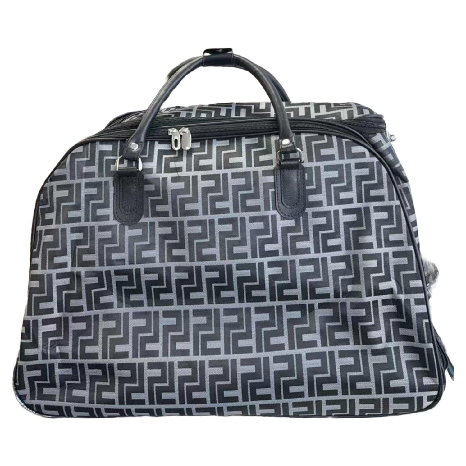 Ladies Wheeled Duffel Bag Geo Print Travel Holdall with Haul Handles - Picture 11 of 13