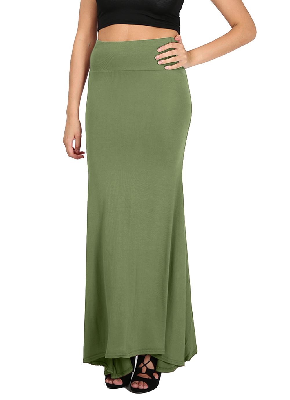 Ladies Women Full Length Plain Stretch Flared Frankie High Waist Long Maxi Skirt - Picture 16 of 25
