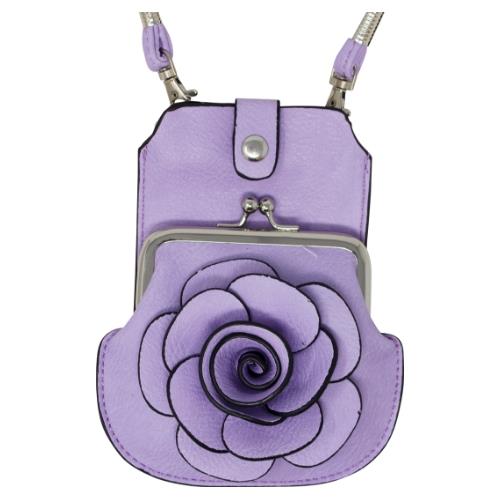 Womens Camellia Phone And Coin Pouch Mini Crossbody Shoulder Handbag Purse - Picture 26 of 37