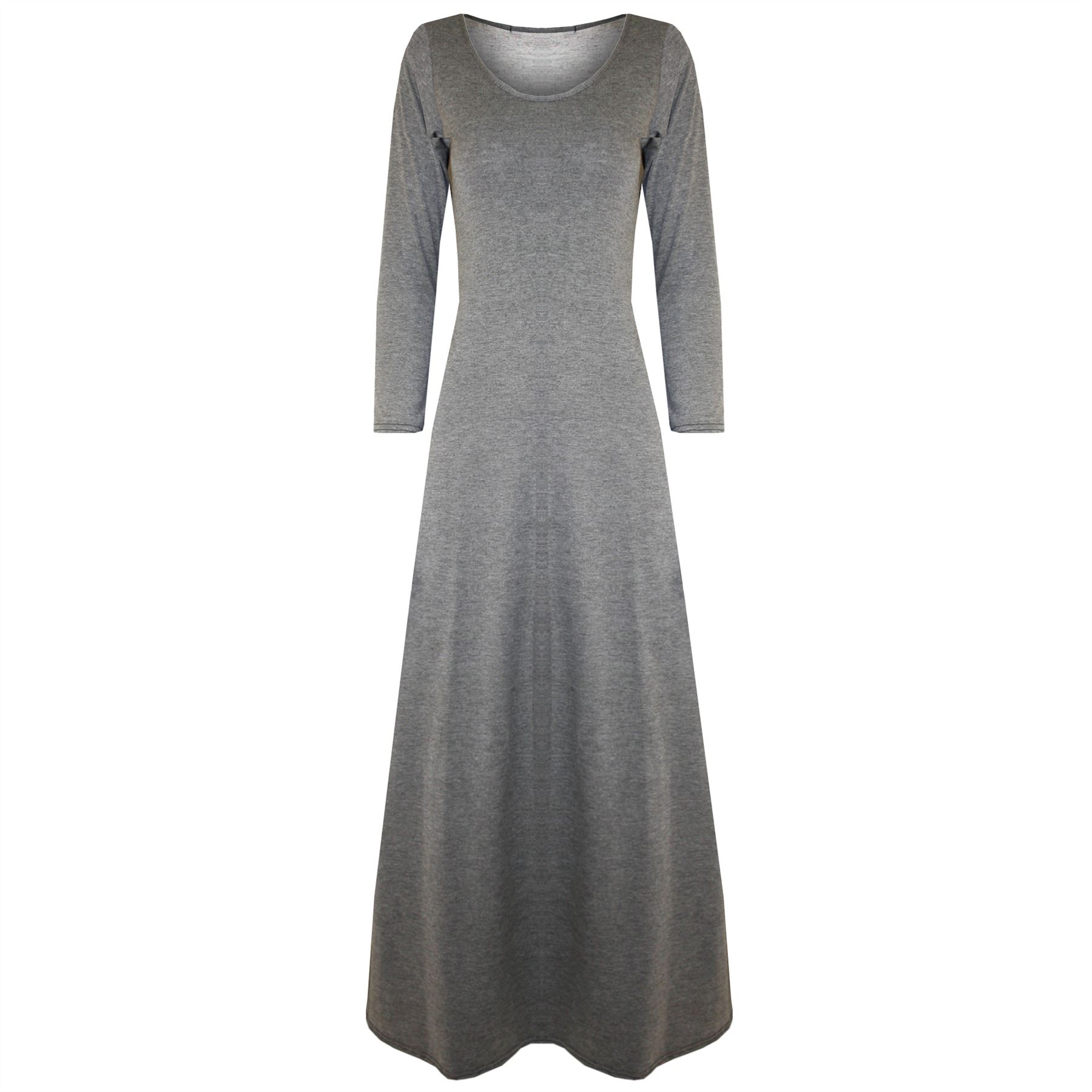 Ladies Womens Plain 3/4 Sleeves Celebrity Stretchy Swing Flared Maxi Long Dress eBay