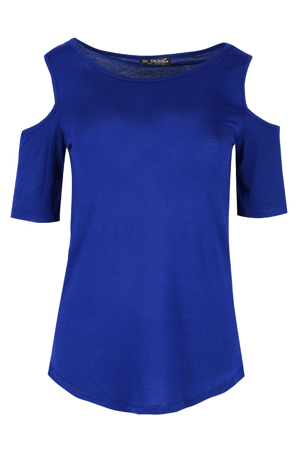 Plus Size Women Ladies Plain Baggy Oversize Cold Shoulder Curved Hem T-Shirt Top - Picture 5 of 11