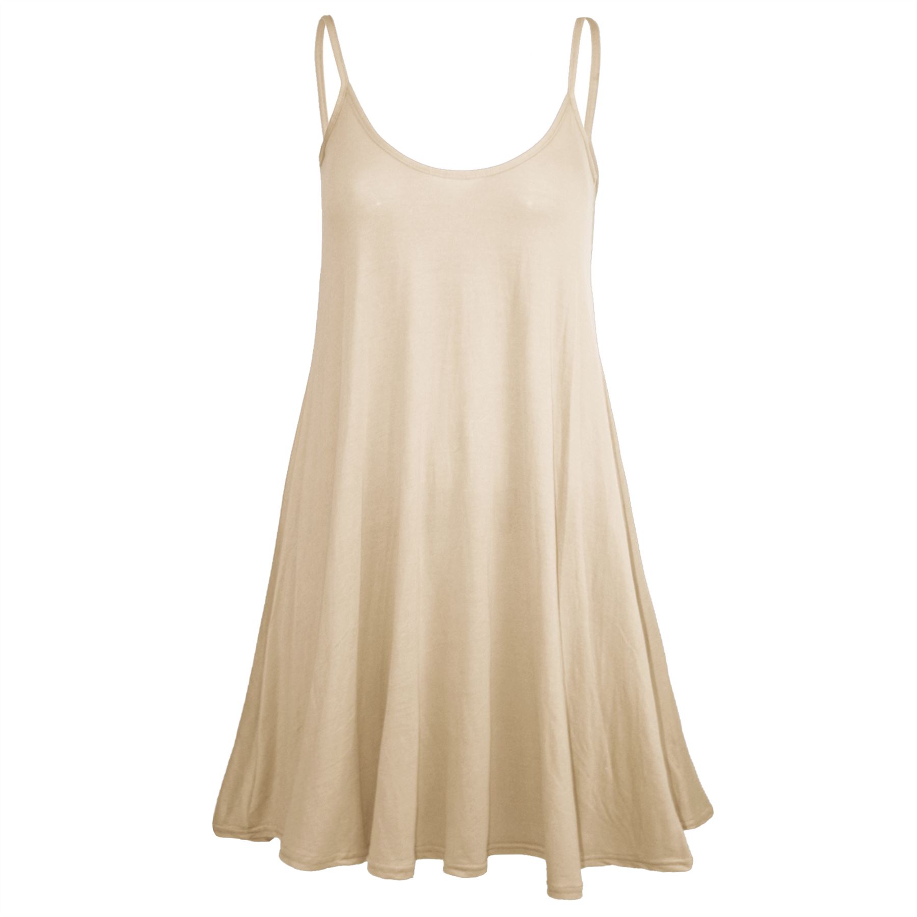 Ladies Sleeveless Camisole Womens Floaty Flare Strappy Skater Swing Dress - Picture 19 of 55