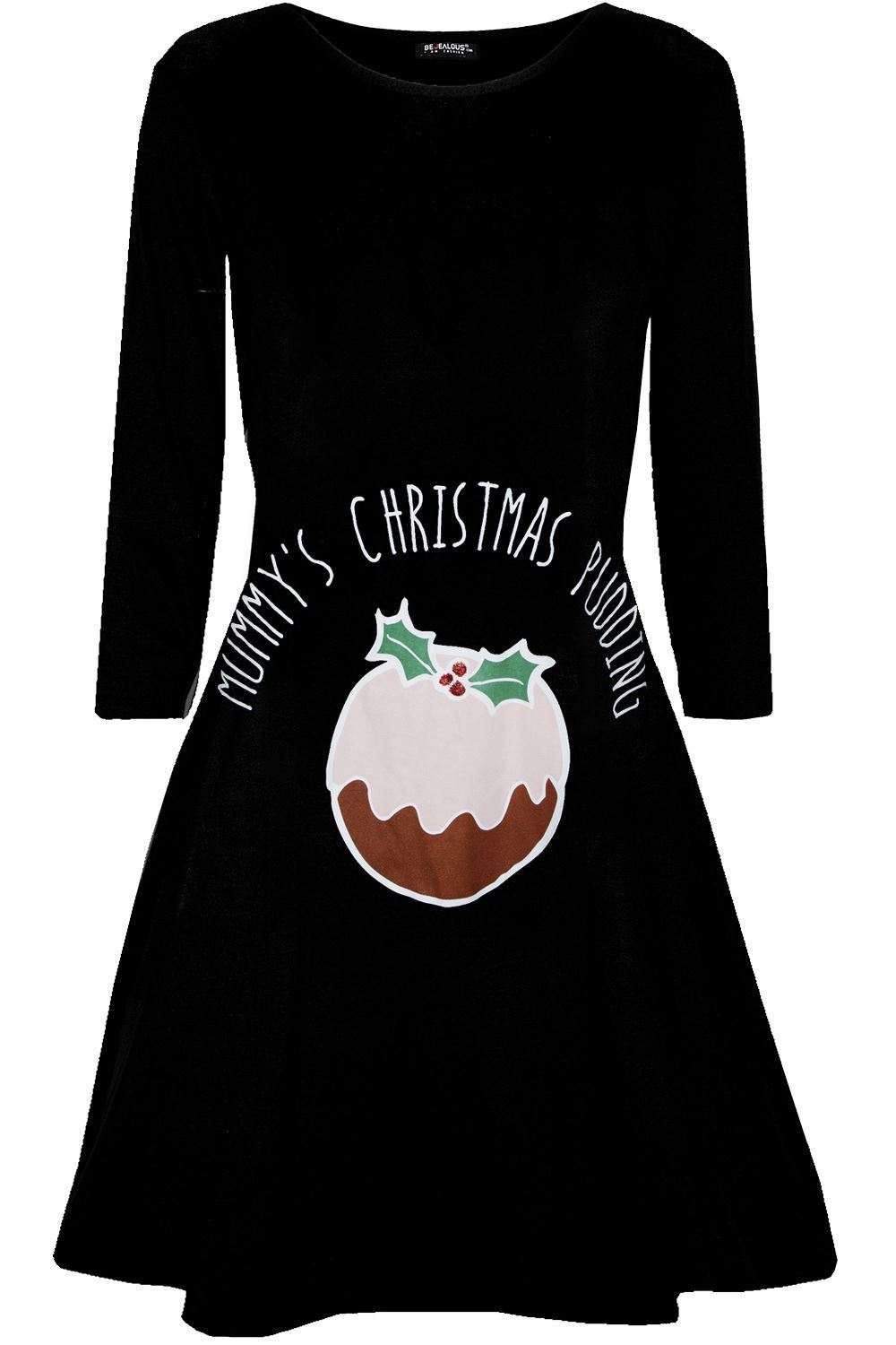 Womens Christmas Ladies Elf Santa's Little Helper Costume Round Neck Swing Dress - Picture 24 of 50
