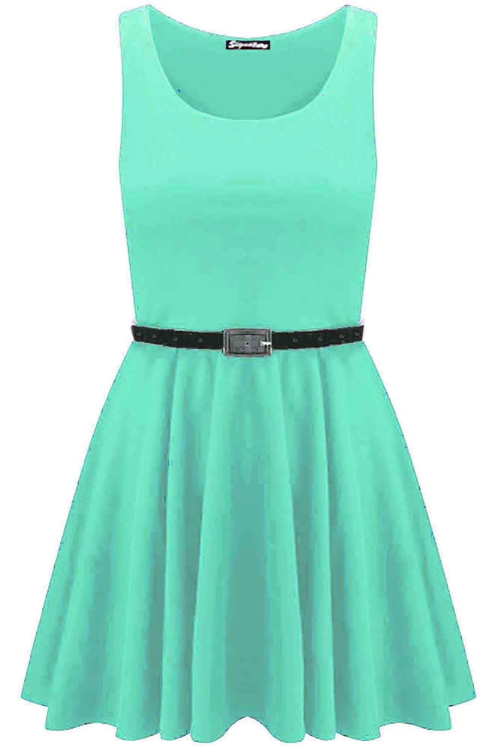 Womens Sleeveless Flared Franki Party Ladies Plus Size Skater Dress Top 16-26 - Picture 12 of 35