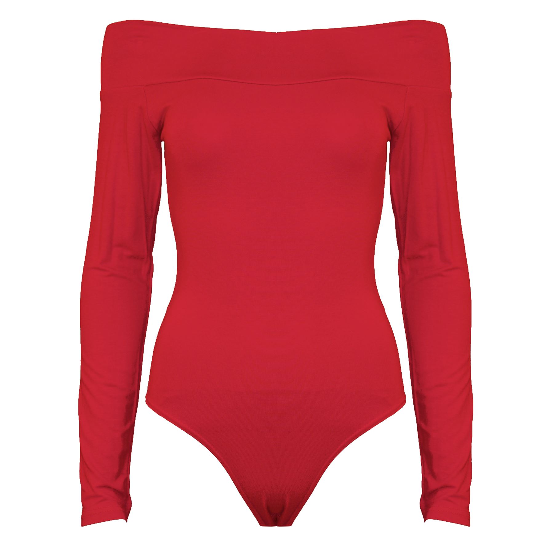 Womens Ladies Plain Jersey Long Sleeves Stretchy Leotard Bodysuit Top Plus Sizes - Picture 49 of 53