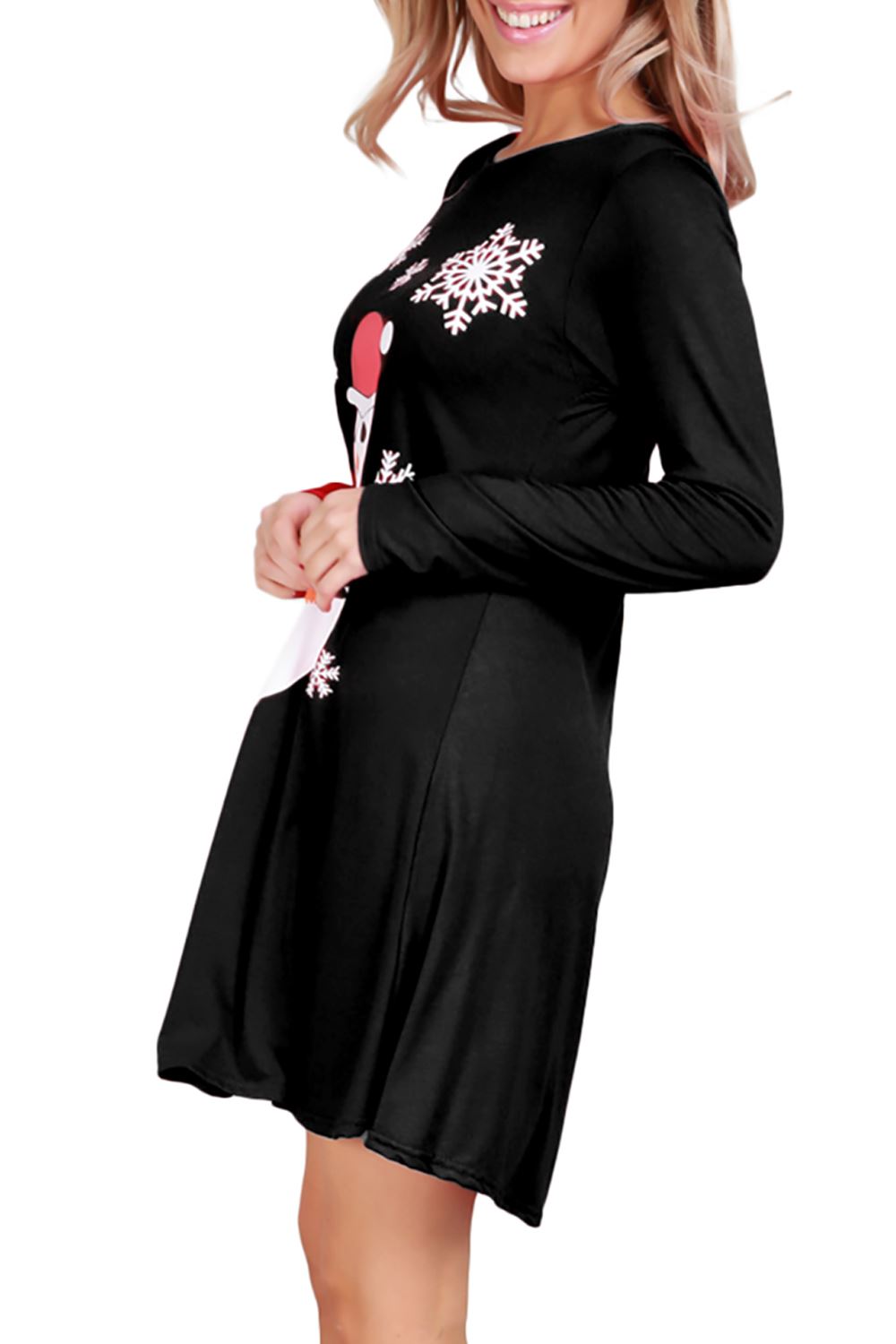 Womens Ladies Christmas Xmas Jingle My Bells Tie Ribbon Flared Mini Swing Dress - Picture 64 of 78