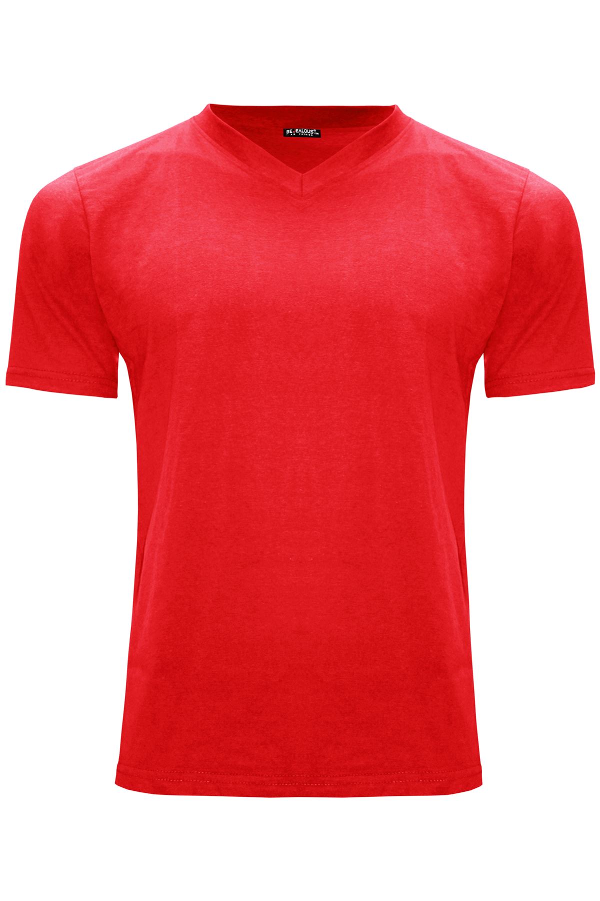 Mens Slim Fit T Shirt Muscle Running Work V Neck Short Sleeve Plain Basic Tees - Picture 4 of 13