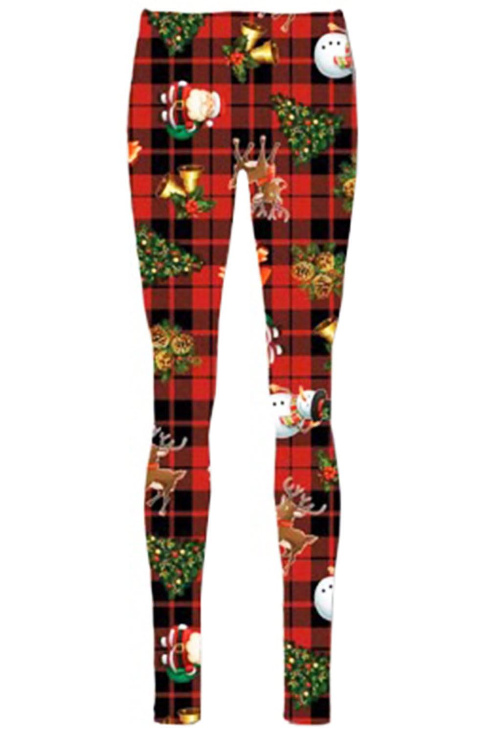 Ladies Womens Xmas Santa Reindeer Tartan Christmas Candy Stick Jeggings Leggings - Picture 40 of 40