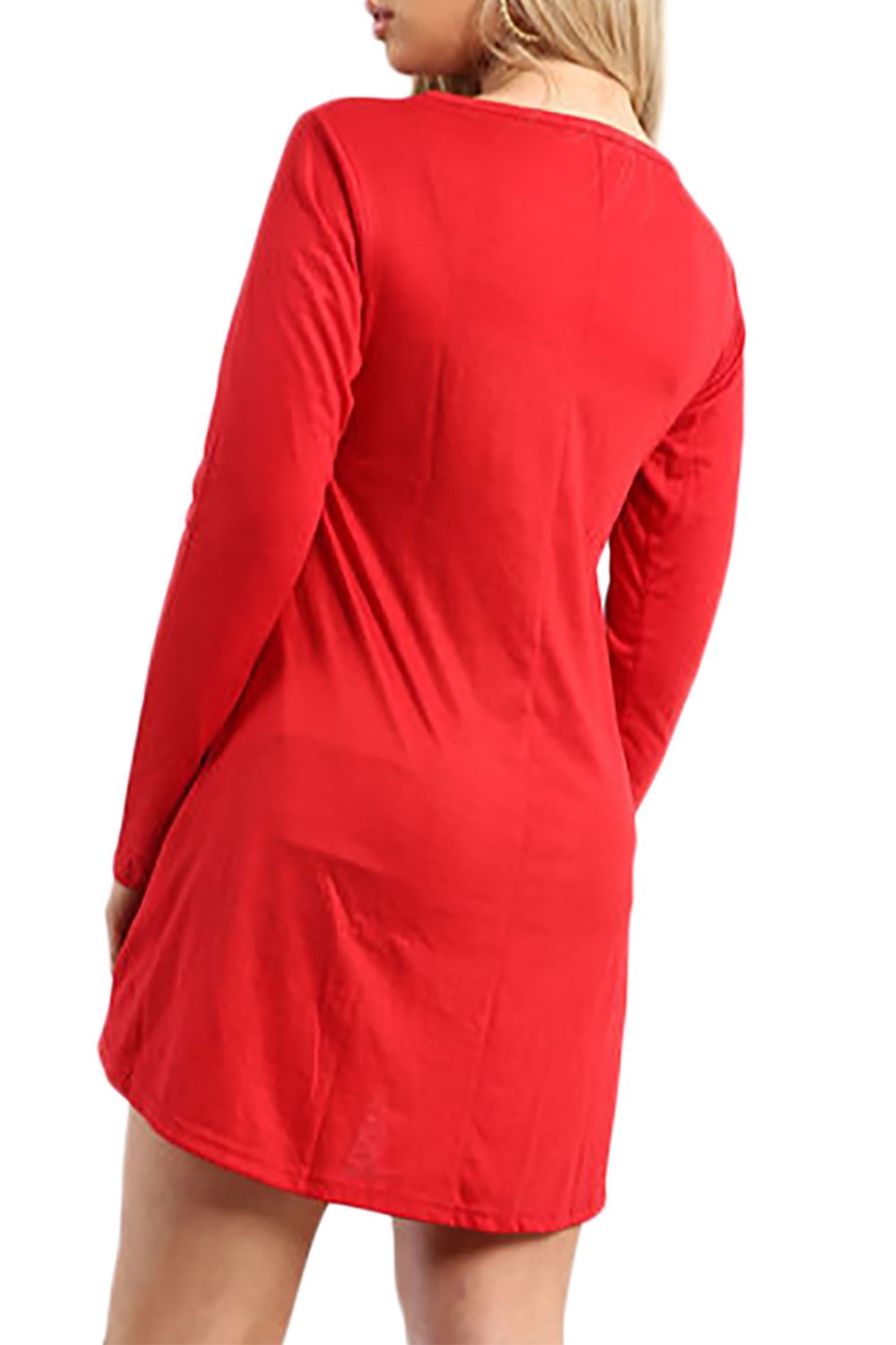 Womens Ladies Christmas Xmas Jingle My Bells Tie Ribbon Flared Mini Swing Dress - Picture 78 of 78