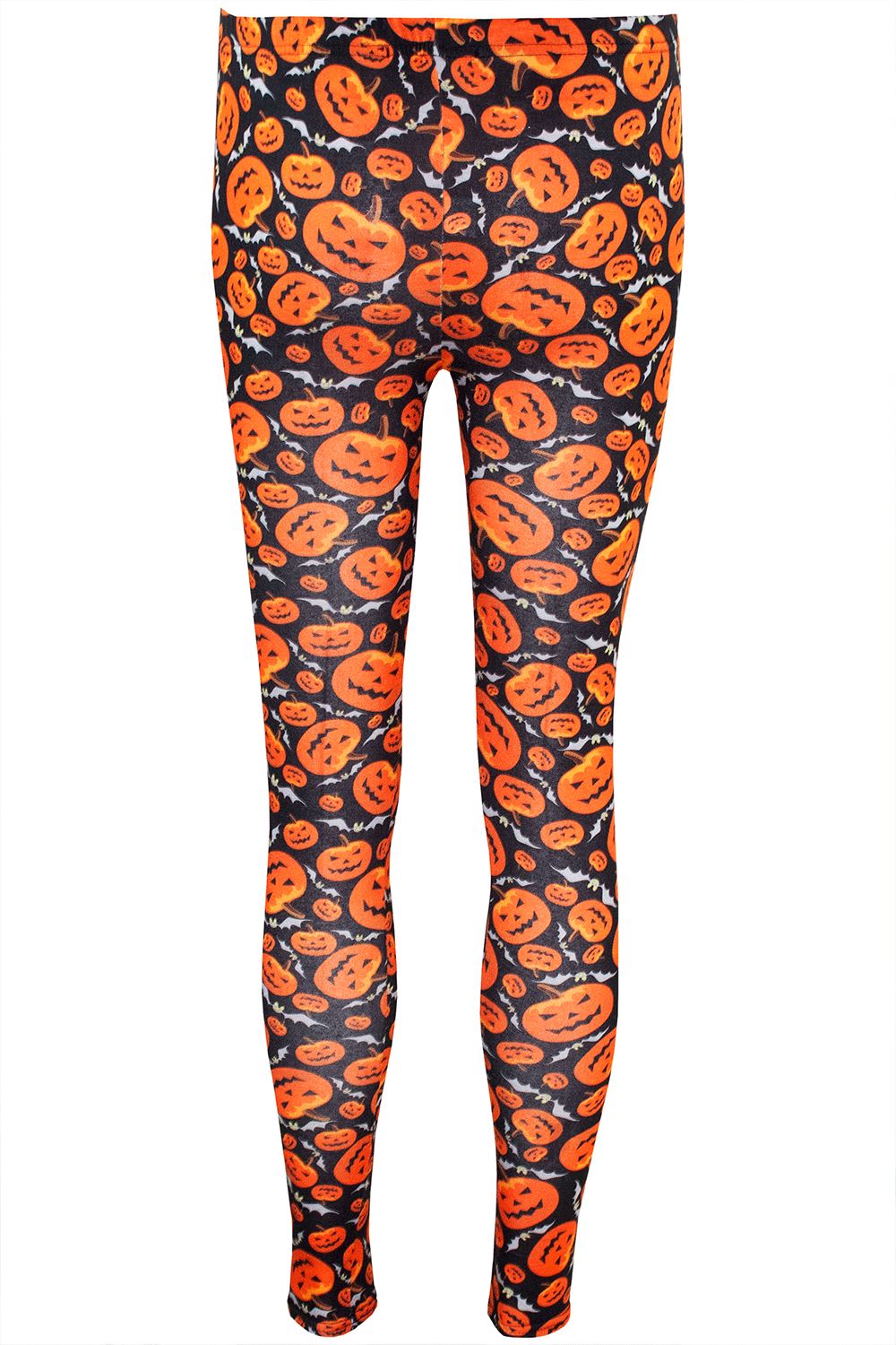 Womens Halloween Pumpkin Stretchy Leggings Ladies Pants Spider Web Bats ...