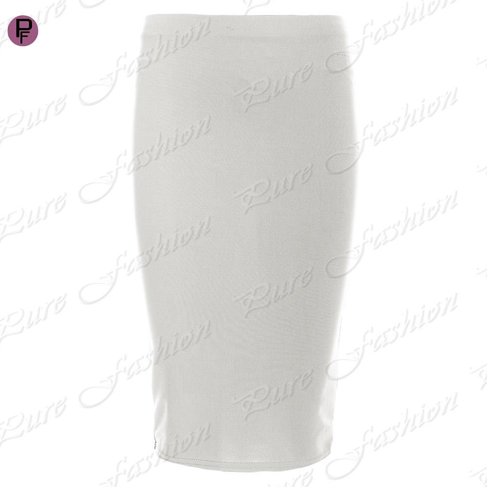 Ladies Women Jersey Stretchy Pencil Plain Elastic Office Bodycon Skirt Plus Size - Picture 23 of 64
