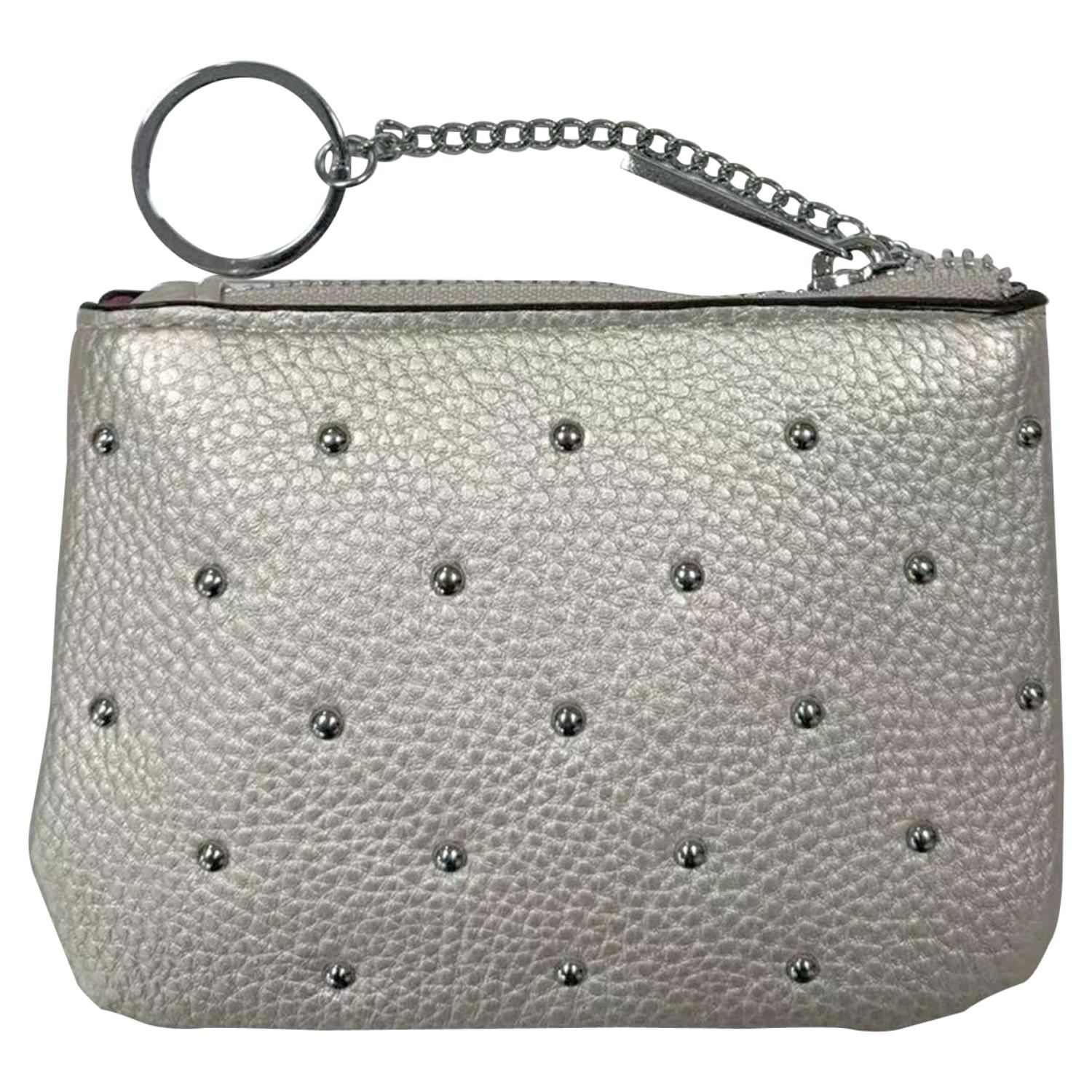 Trendy Studded PU Leather Coin Purse Small Wallet with Zip Closure and Keychain - Picture 8 of 19