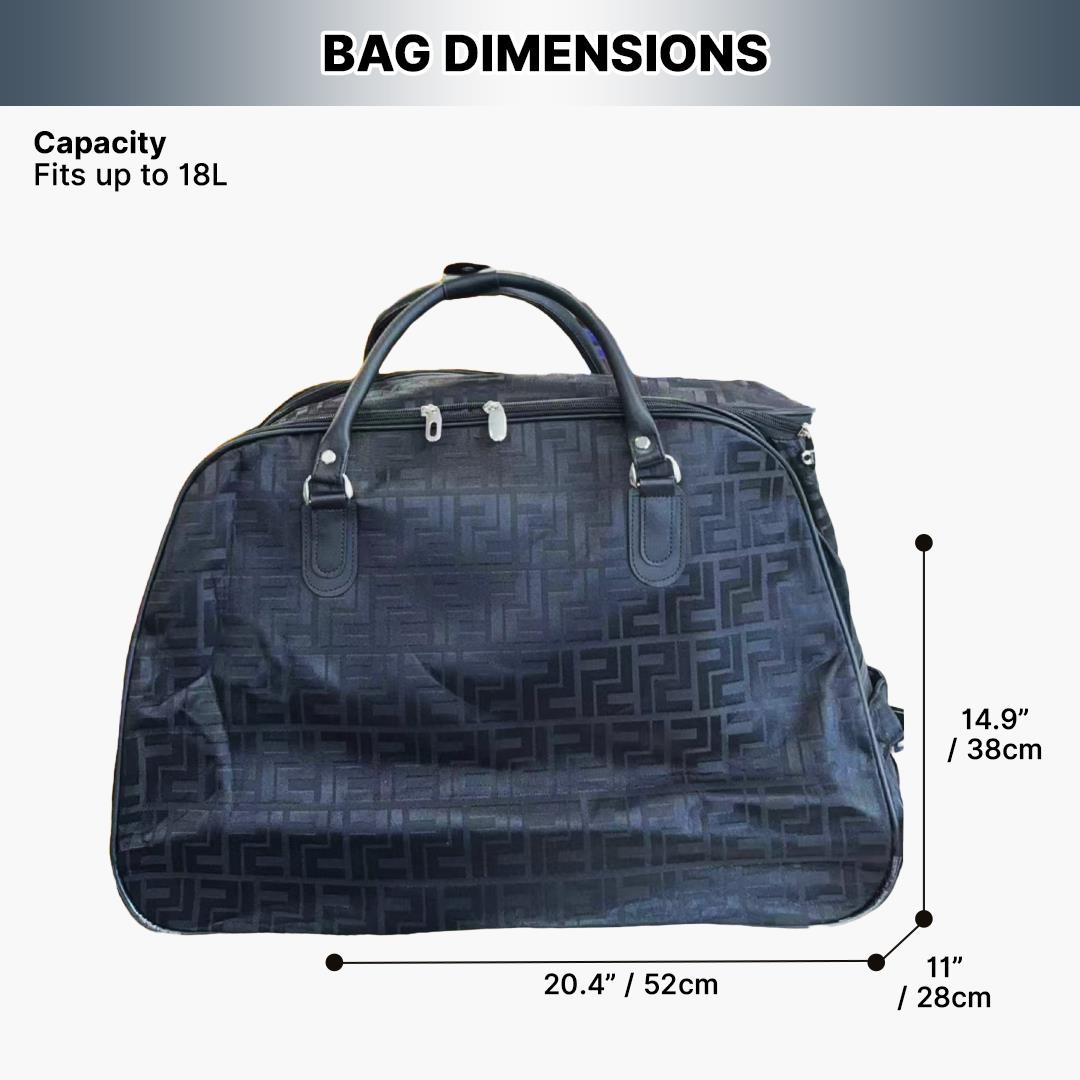 Ladies Wheeled Duffel Bag Geo Print Travel Holdall with Haul Handles - Picture 7 of 13