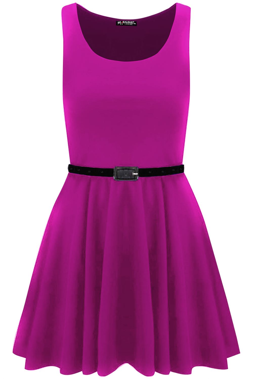 Womens Sleeveless Flared Franki Party Ladies Plus Size Skater Dress Top 16-26 - Picture 27 of 35