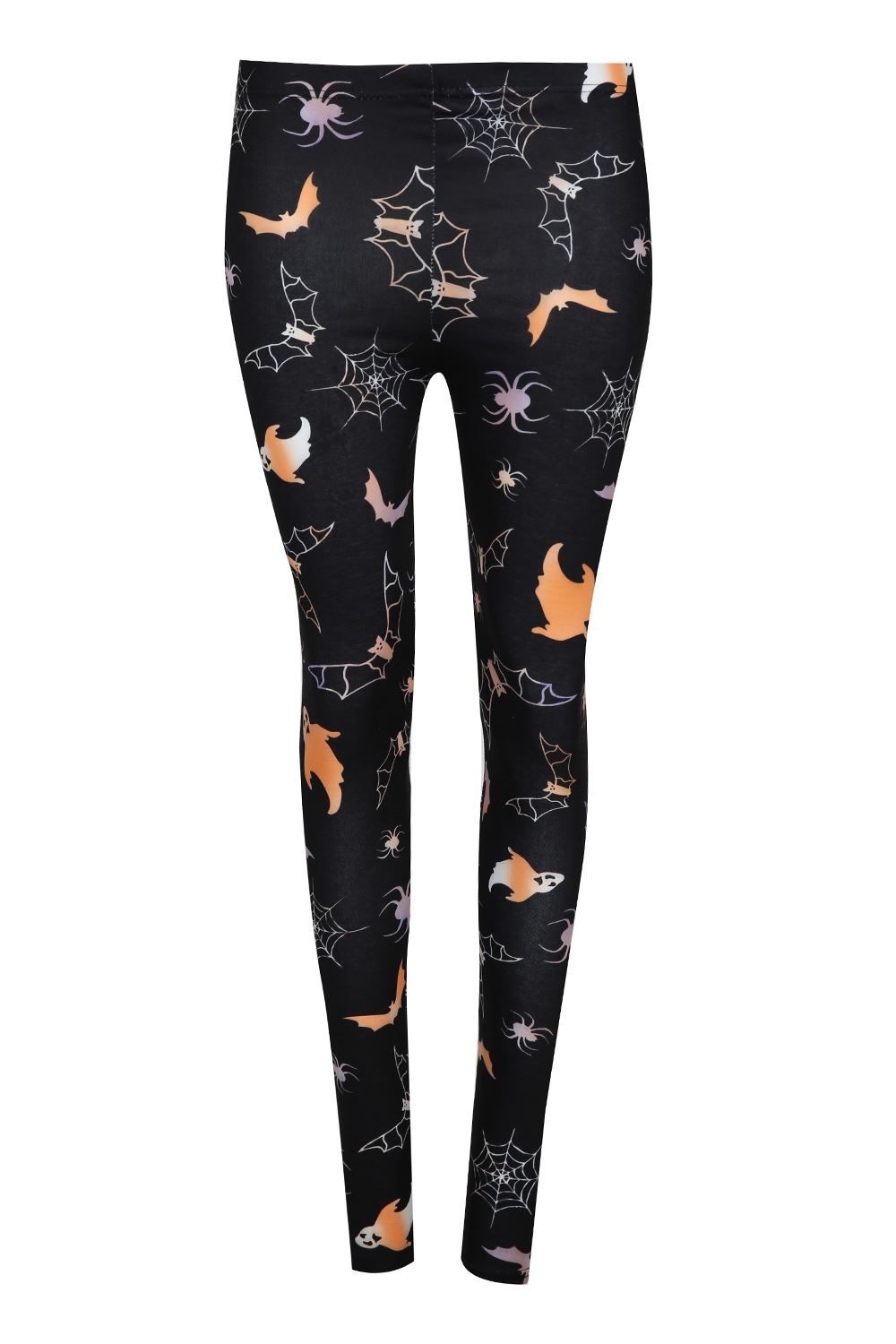 Ladies Halloween Pumpkin Spooky Scary Skull Bats Floral Skull elastic Leggings - Picture 11 of 38