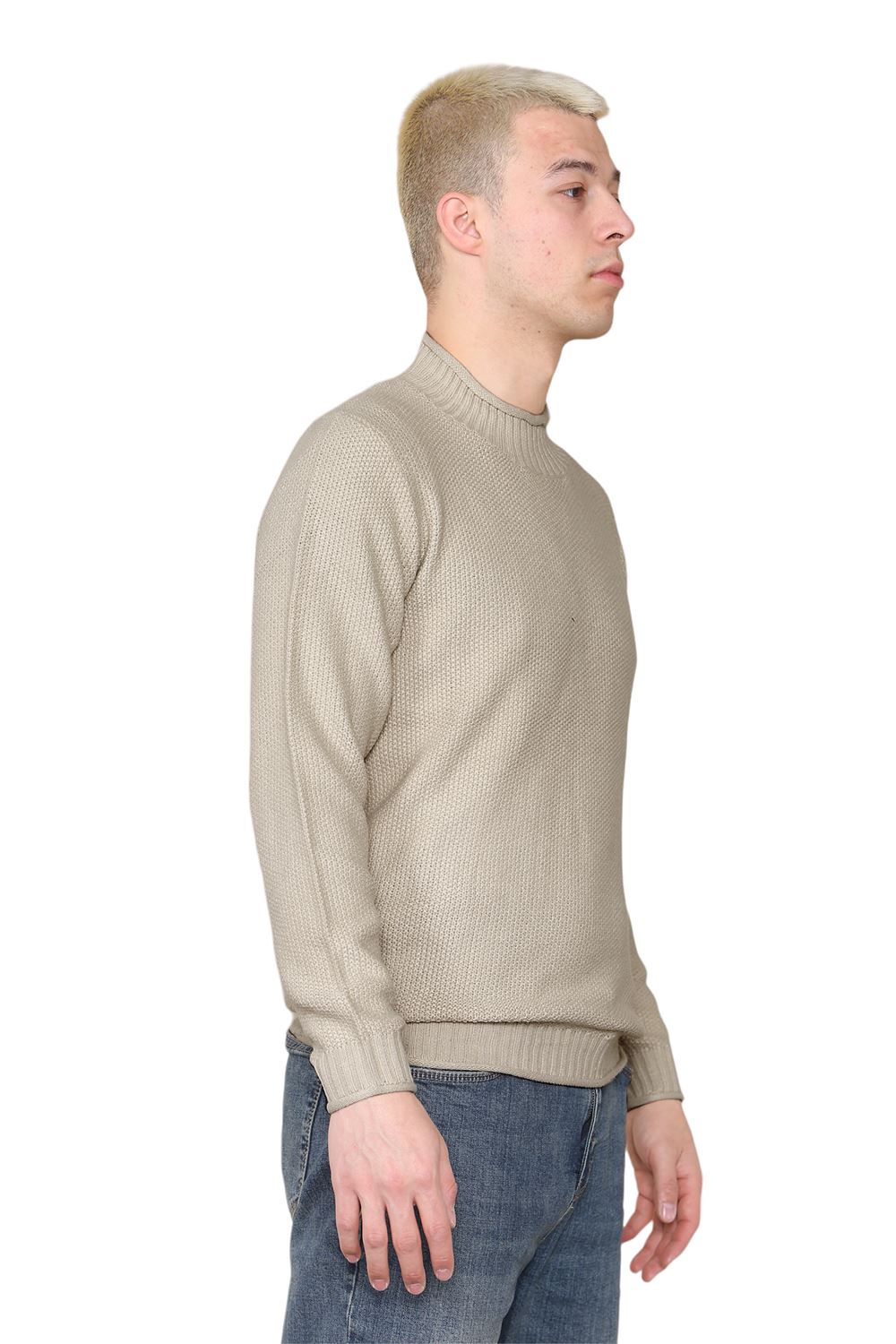 Mens Stretchy High Neck Long Sleeve Designer Casual Pullover Sweater Jumper Top - Picture 15 of 19