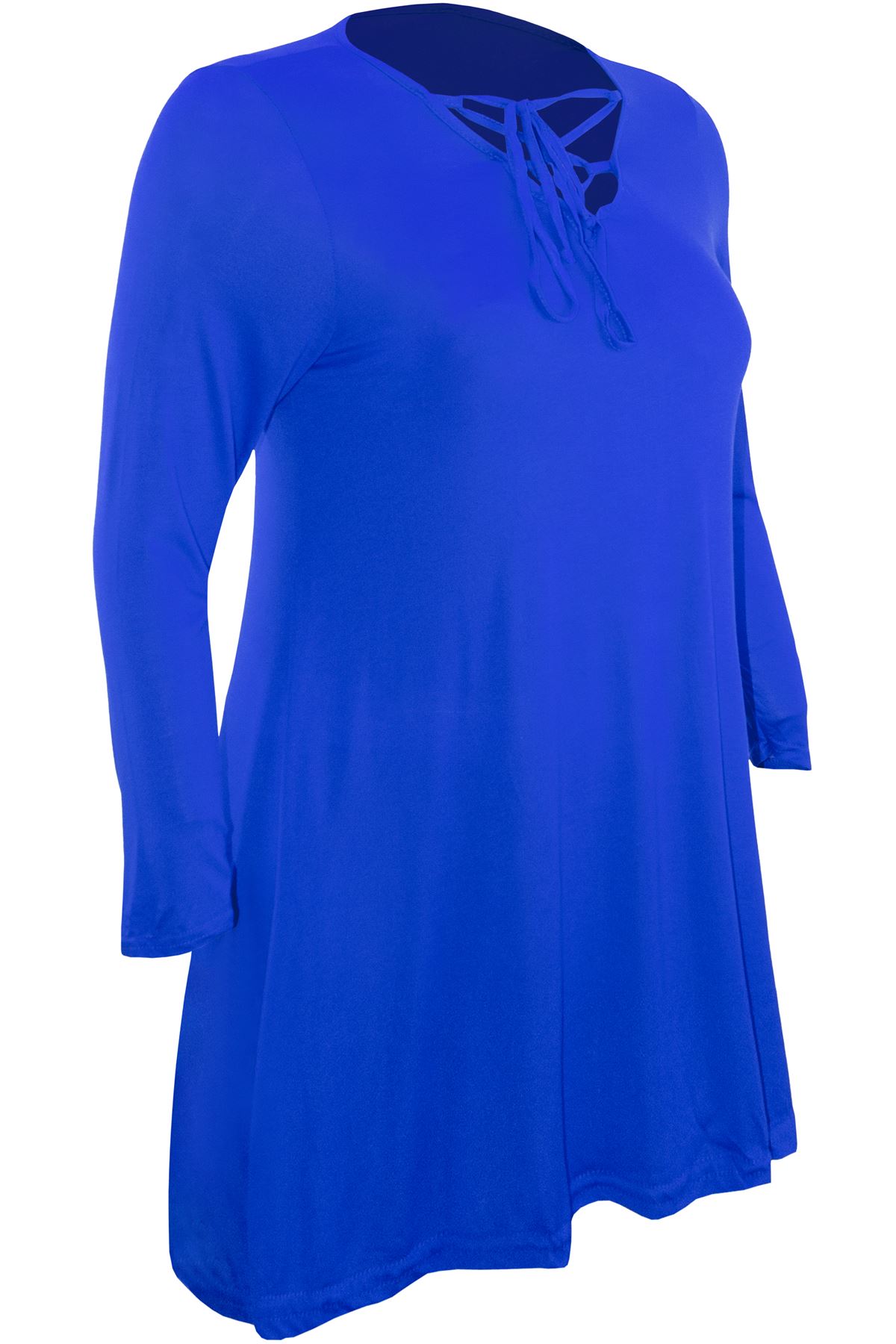 Mini Bodycon Ladies Lace Up Eyelet Flared Womens Plus Size V Neck Swing Dress - Picture 15 of 30