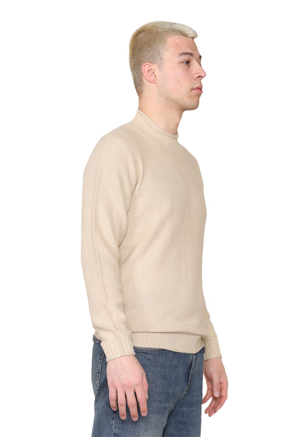 Mens Stretchy High Neck Long Sleeve Designer Casual Pullover Sweater Jumper Top - Picture 9 of 19