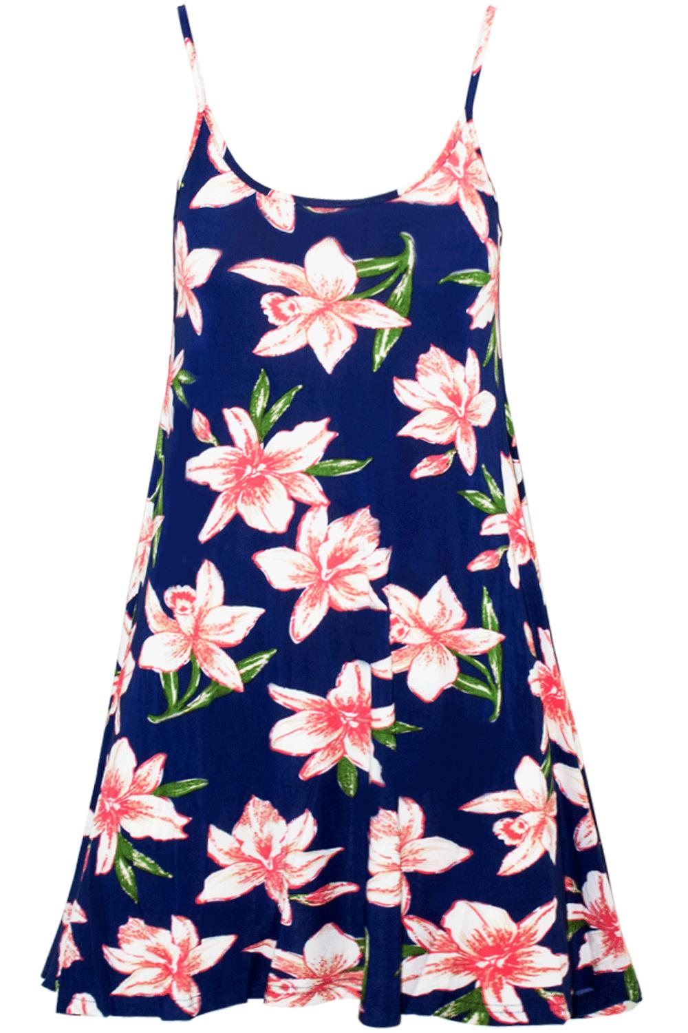 Ladies Sleeveless Camisole Womens Floaty Flare Strappy Skater Swing Dress - Picture 47 of 55