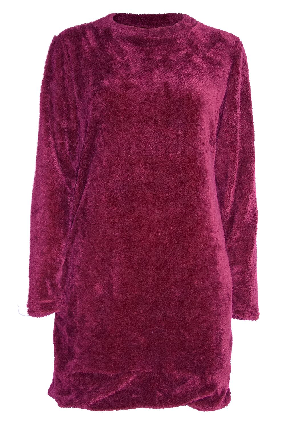 Womens Fluffy Faux Fur Long Sleeve Ladies Fleece Baggy Oversized Jumper Dress - Picture 5 of 22