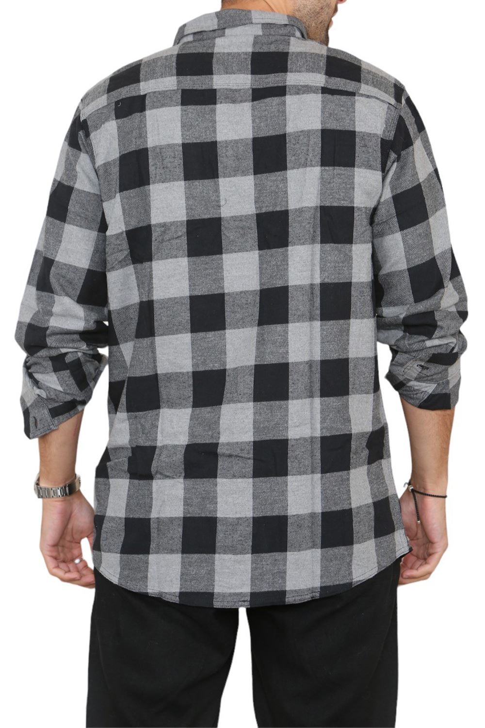 New Men Collared Causal Flannel Casual Long Sleeve Outdoor Shirt Plain Shirt UK - Picture 4 of 13