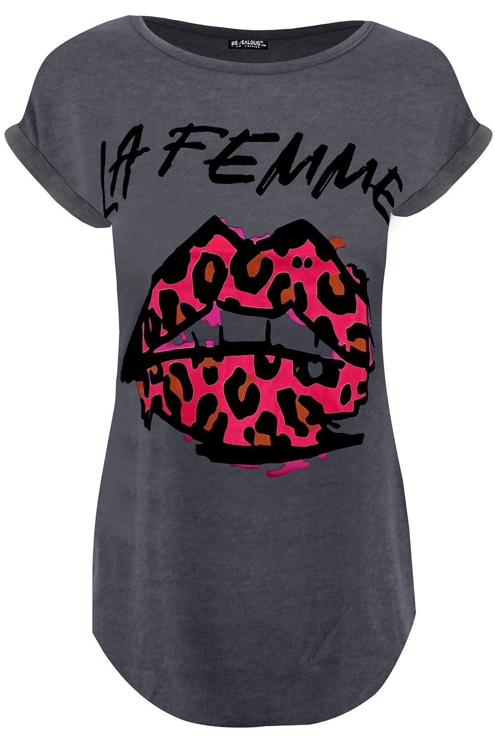 Womens Ladies Turn Up Sleeve Round Neck Curved Hem Bonjour Jersey T-Shirt Top - Picture 37 of 49