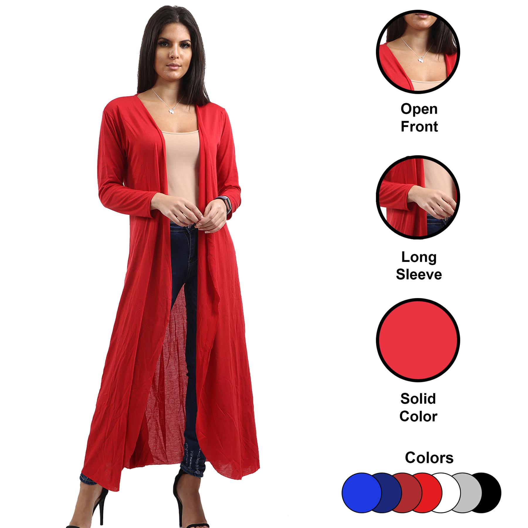 Ladies Womens Long Sleeve Waterfall Floaty Flared Maxi Cardigan Shrug Jacket UK - Picture 7 of 34