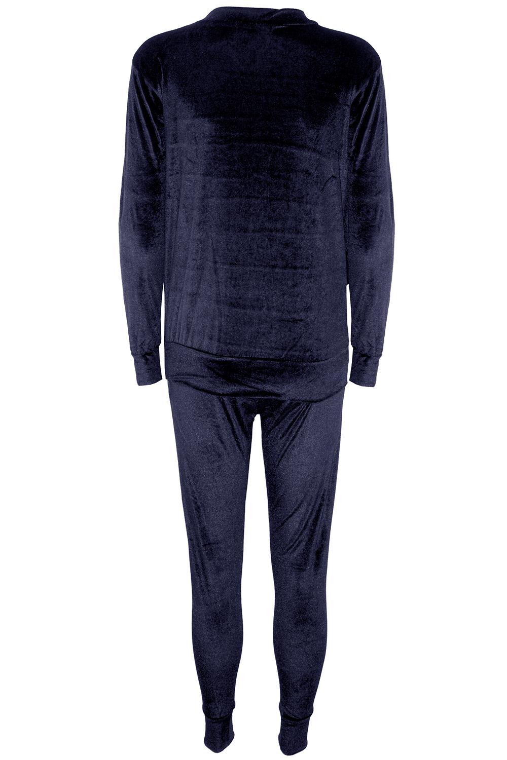 Womens Ladies Velvet Velour Long Sleeve Joggers Loungewear 2 PCS Tracksuit Set
