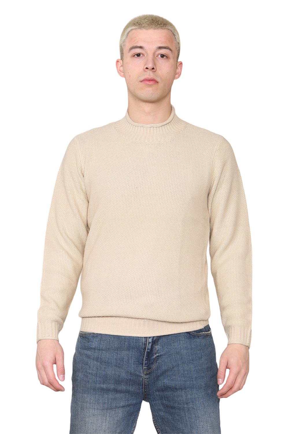 Mens Stretchy High Neck Long Sleeve Designer Casual Pullover Sweater Jumper Top - Picture 8 of 19