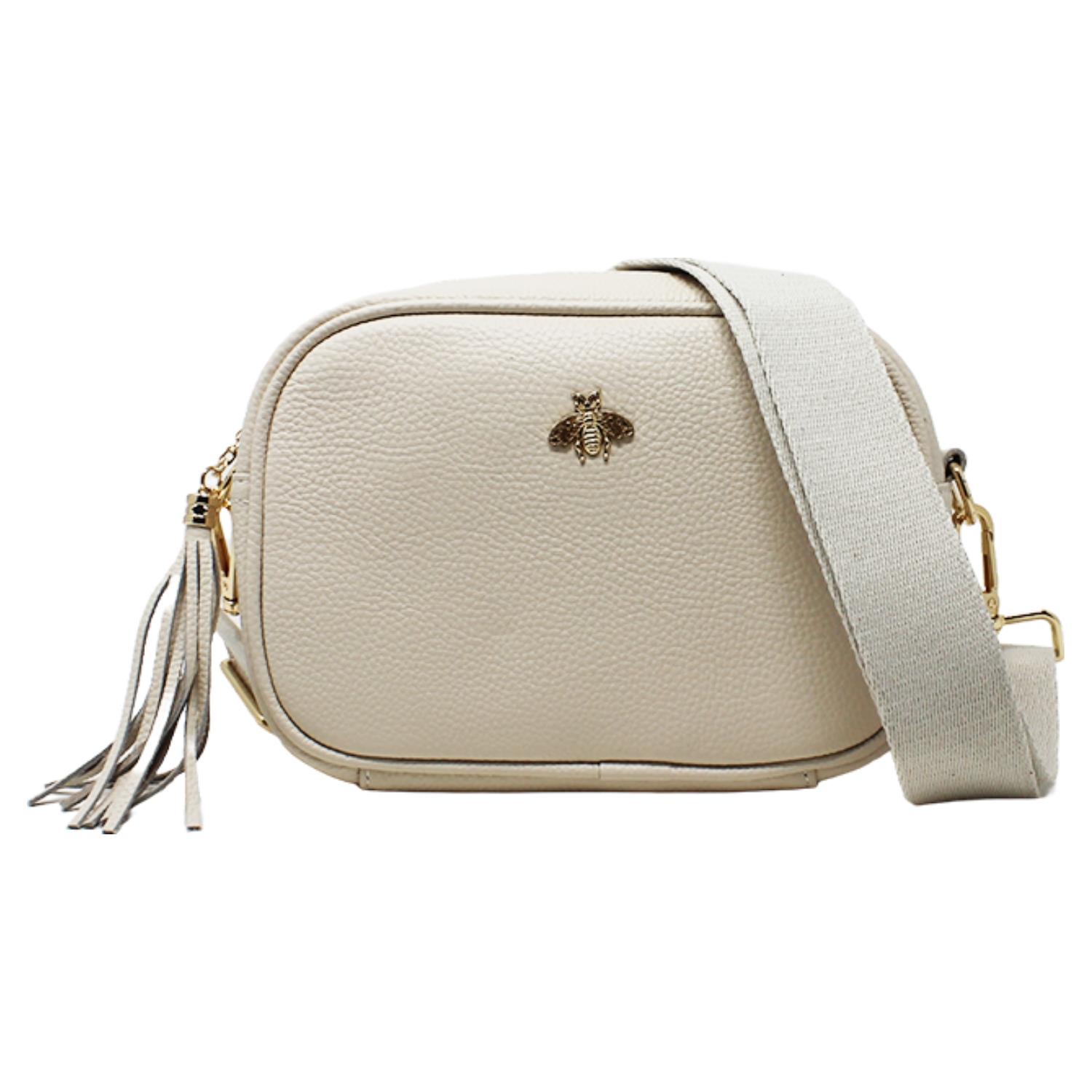 Real Leather Small Crossbody Bag Women Shoulder Handbag with Bee Decor - Picture 4 of 47