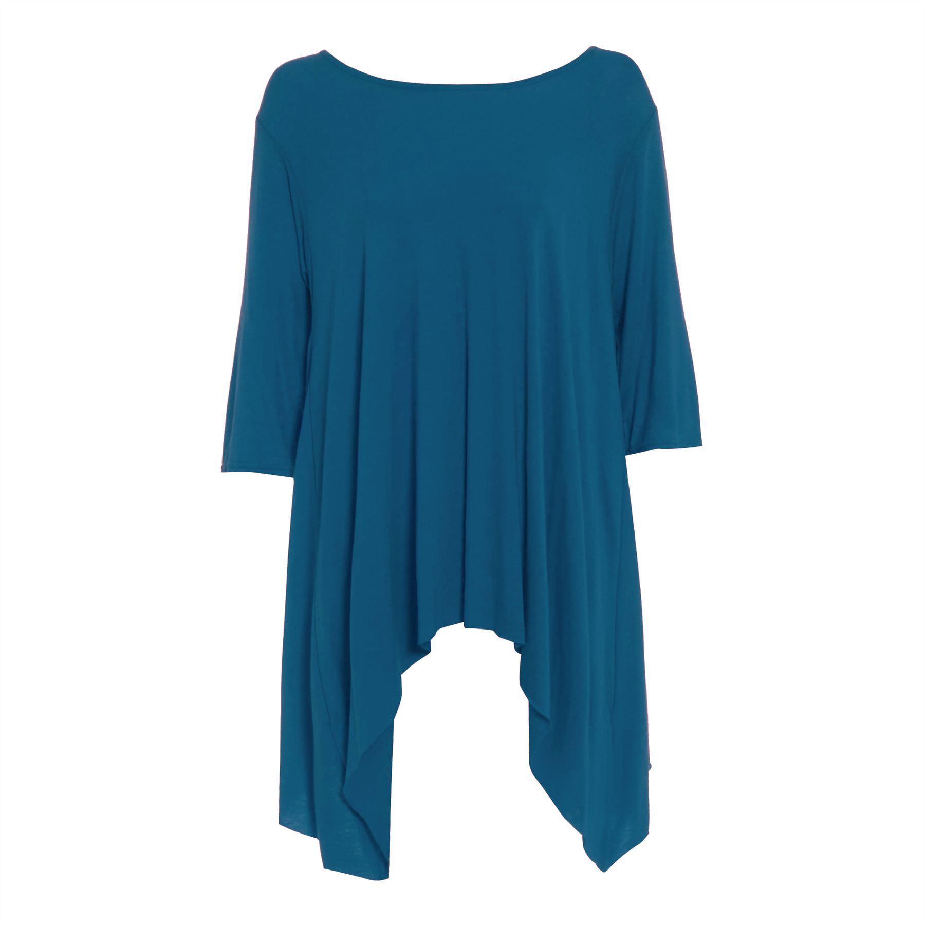 Womens Ladies Plain Flared Waterfall Swing Hanky Hem Long Top Dress Plus Size - Picture 8 of 28