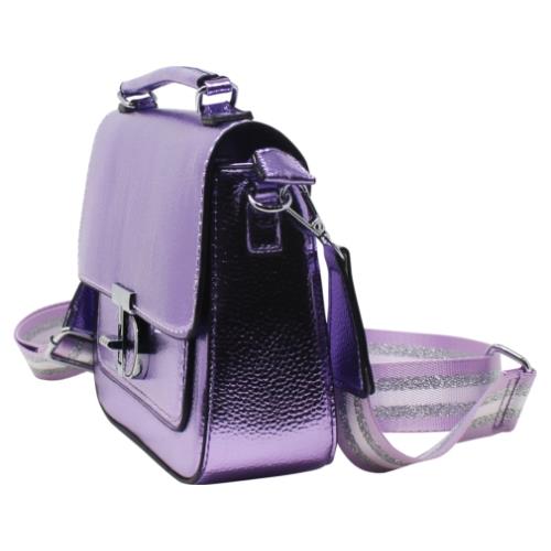 Chic Ladies Metallic Satchel Bag with Adjustable Crossbody Strap, Small Purse - Picture 18 of 32