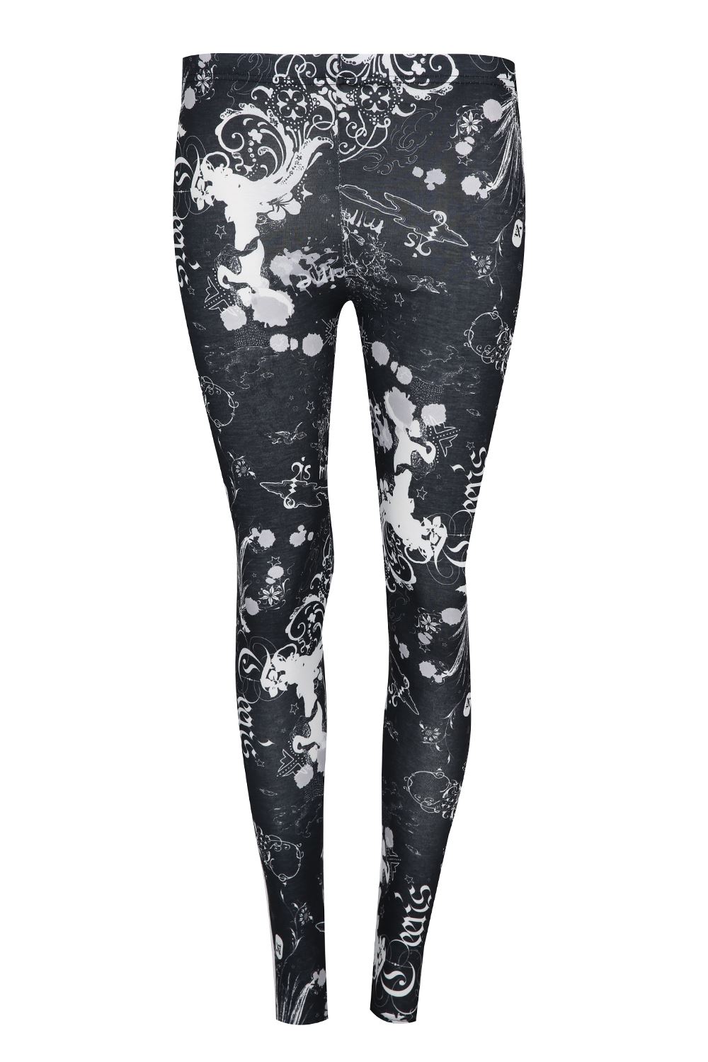 Ladies Halloween Pumpkin Spooky Scary Skull Bats Floral Skull elastic Leggings - Picture 8 of 38