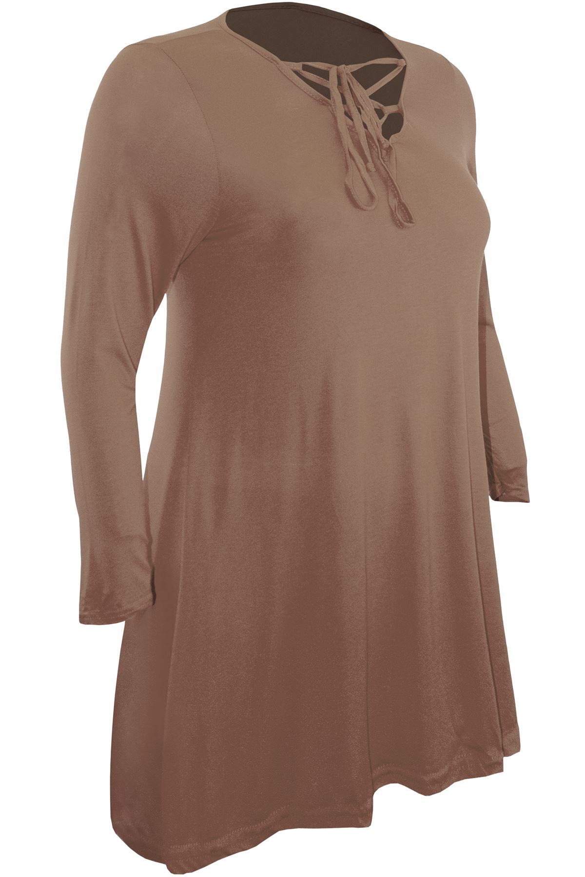 Mini Bodycon Ladies Lace Up Eyelet Flared Womens Plus Size V Neck Swing Dress - Picture 12 of 30