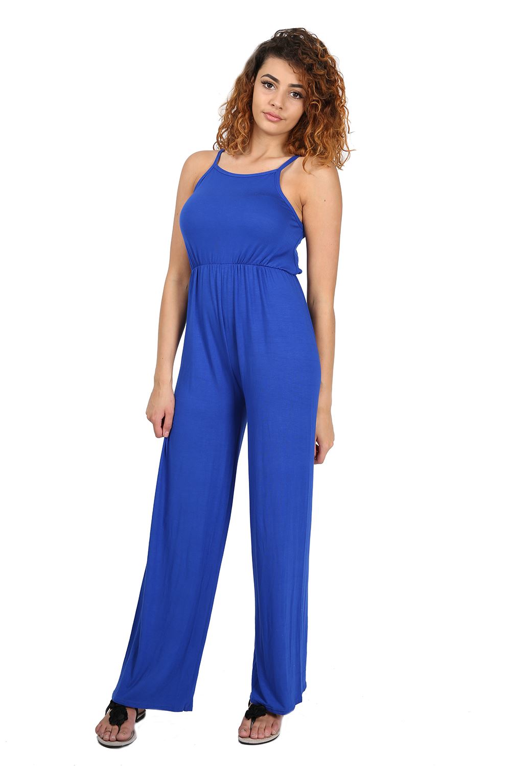Womens Ladies All In One Cami Wide Leg Palazzo Playsuit Jumpsuit Plus