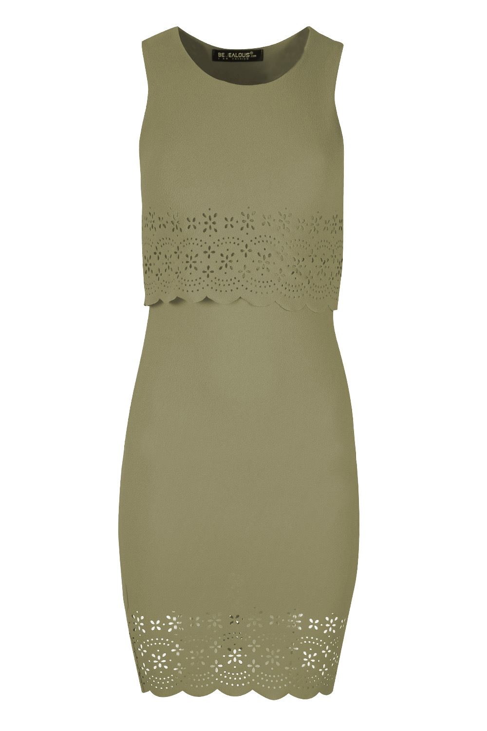 Womens Double Layer Crepe Bodycon 