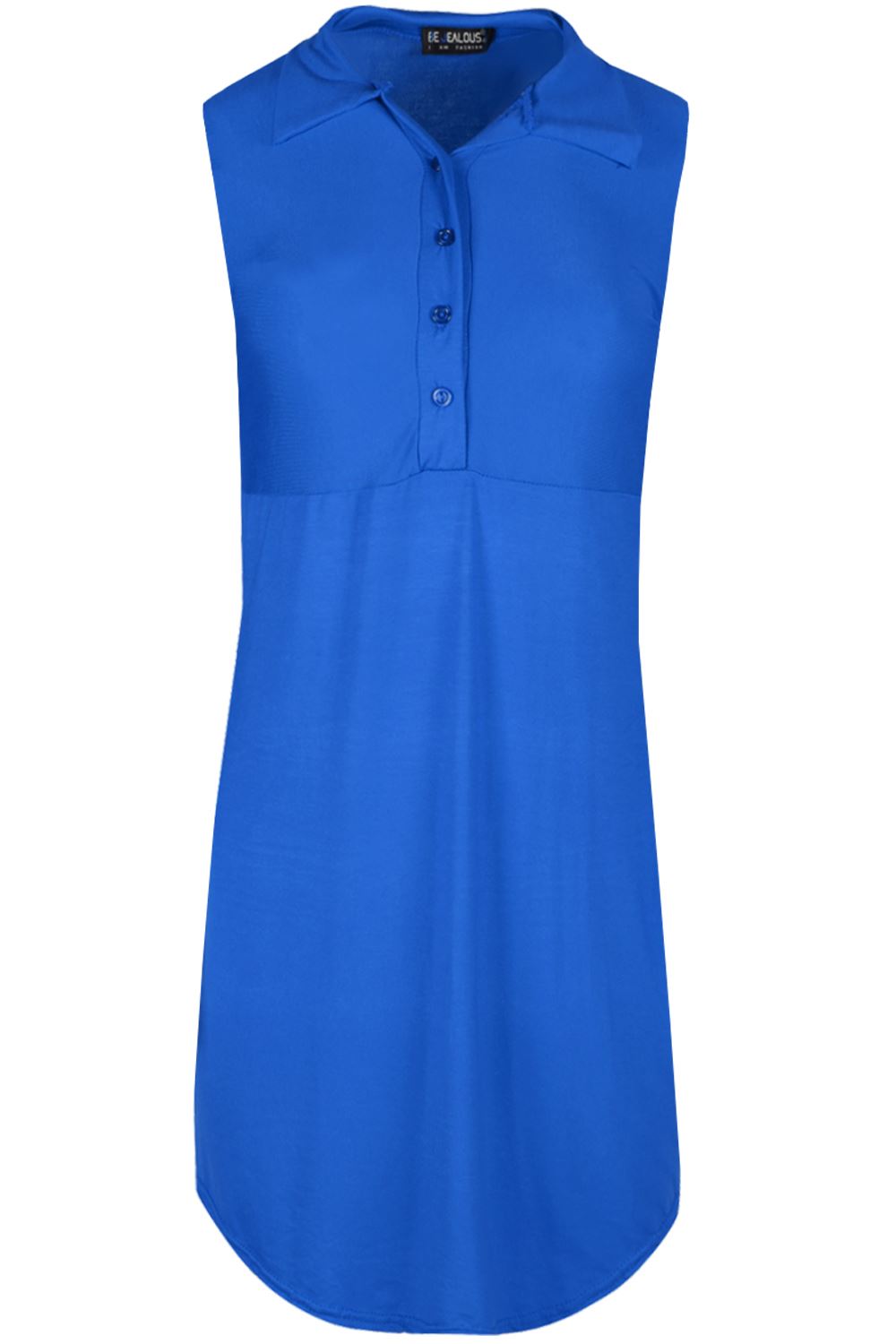 Women Ladies Collared Curved Hem Long Sleeve Button Down Belted Mini