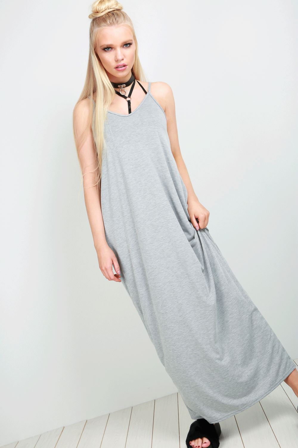 Ladies Womens Cocoon Cami Strappy Italian Drape Lagenlook Baggy Loose Maxi Dress - Picture 48 of 74