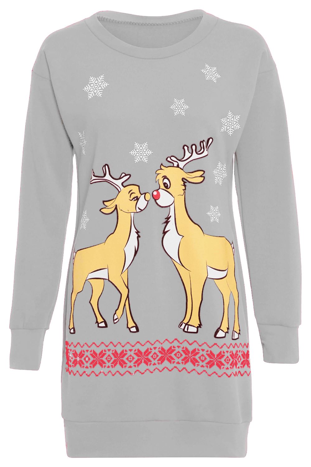 Womens Christmas Fleece Ladies Snowman Tree Xmas Sweatshirt Mini Jumper Dress - Picture 3 of 59