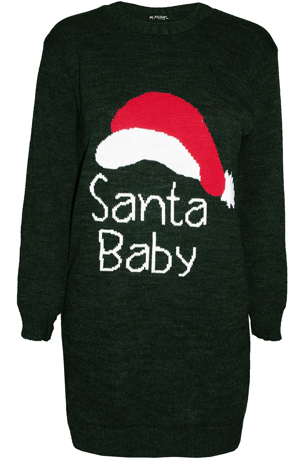 Womens Off the Shoulder Mummy Christmas Pudding Maternity Chunky Knit Mini Dress - Picture 19 of 33