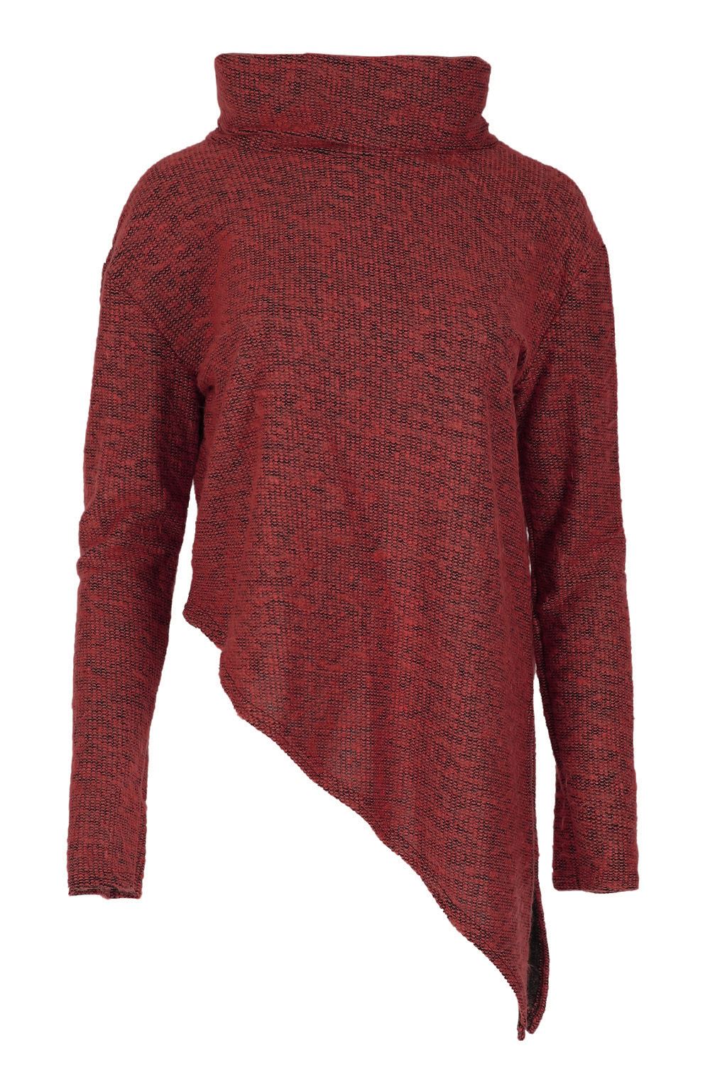 Womens Cowl Neck Oversized Side Slant 