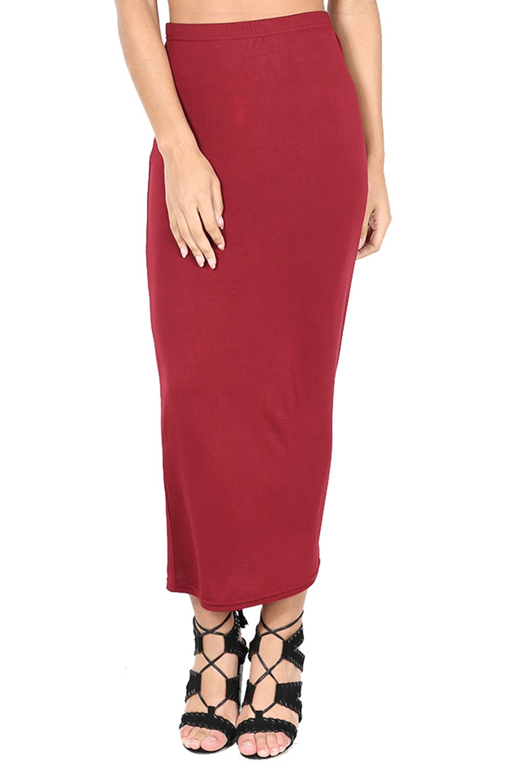 Ladies Womens Midaxi Length Bodycon Bandage Plain Stretch Pencil Midaxi Skirt - Picture 5 of 30